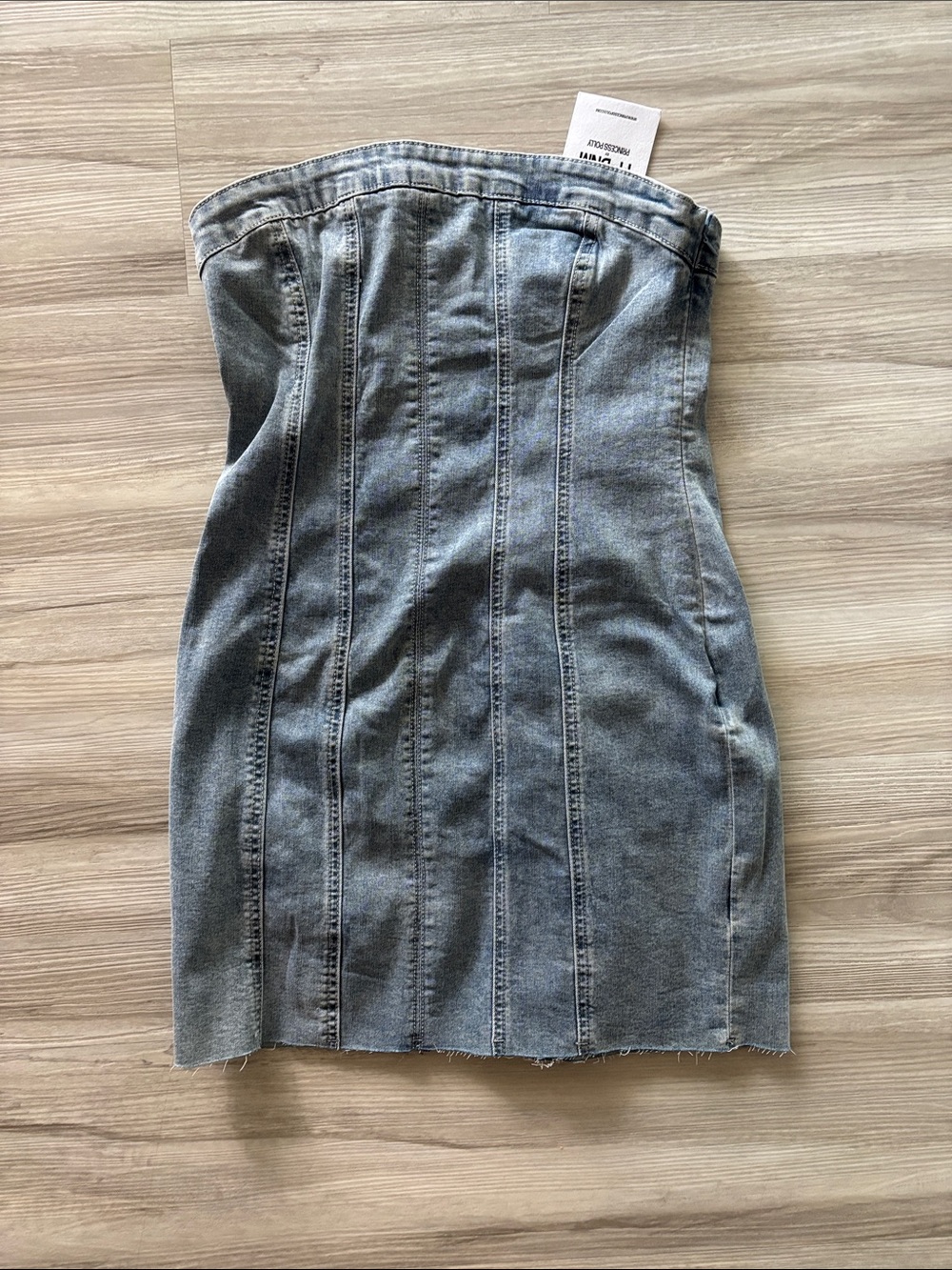 Princess polly Strapless Denim Mini Dress - Light Blue